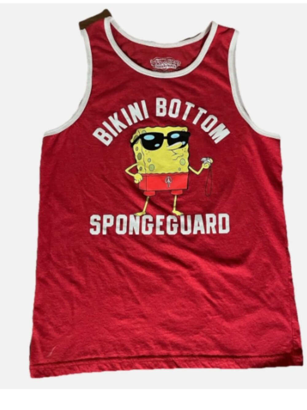 SpongeBob SquarePants Tank Top Mens M Bikini Bottom Lifeguard Graphic Red